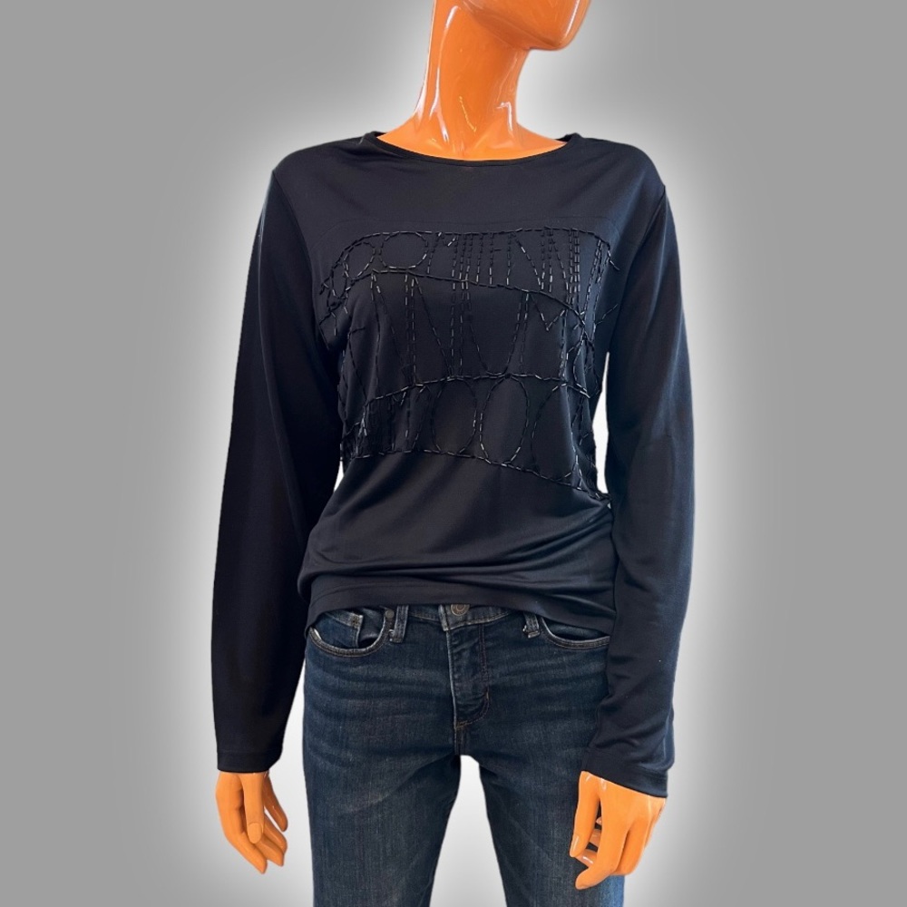 LYNN RITCHIE Beaded Silk Y2K Top